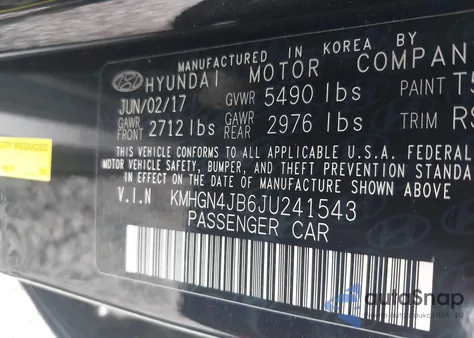 2018 Genesis G80 Sport z USA, uszkodzony, nr VIN KMHGN4JB6JU241543